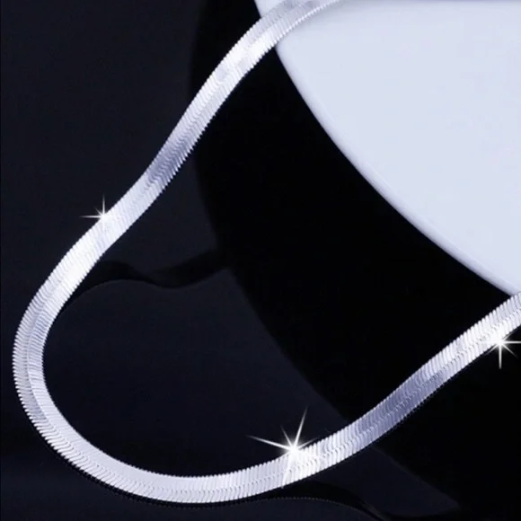 NEW SNAKE FLAT 925 STERLING SILVER NECKLACE, NICE NECKLACE, CUTE NECKLACE - Picture 4 of 5